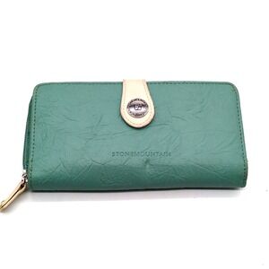 Stone Mountain Wallet Womens Green Leather Organizer Zip Around Checkbook